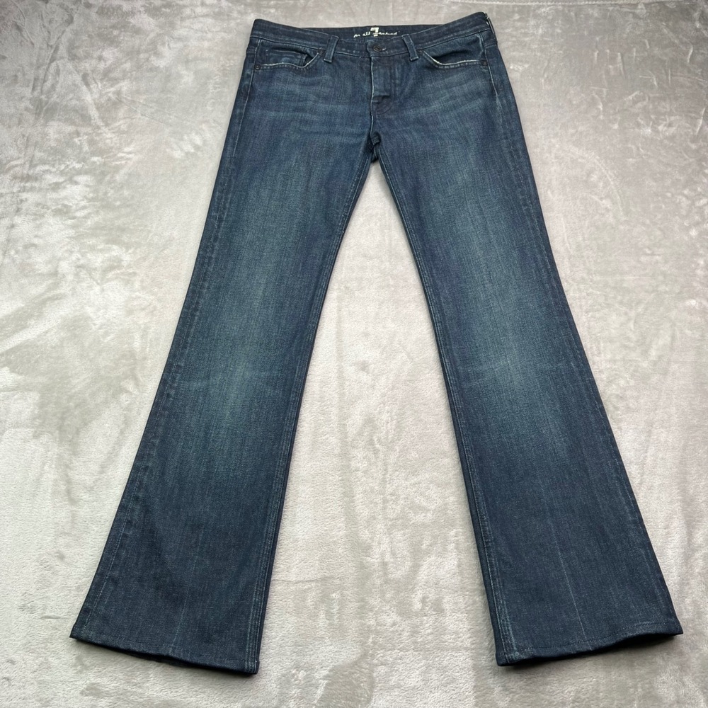 7 For All Mankind‎ Flared Jeans Womens 30 Blue Dark Indigo Sequin Pocket Stretch